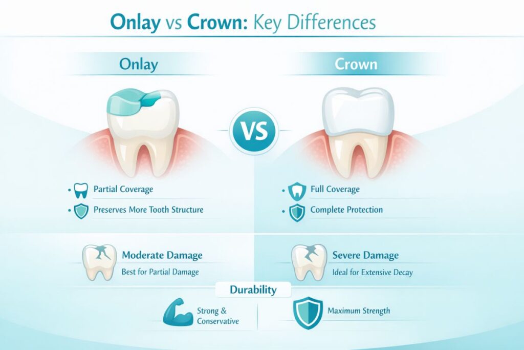 Onlay vs Crown: Key Differences